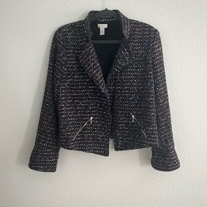 Chicos Purple Tweed Metallic Jacket Size 8